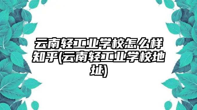云南輕工業學校怎么樣知乎(云南輕工業學校地址)