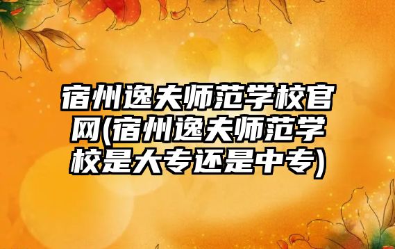宿州逸夫師范學校官網(宿州逸夫師范學校是大專還是中專)