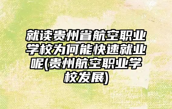 就讀貴州省航空職業學校為何能快速就業呢(貴州航空職業學校發展)